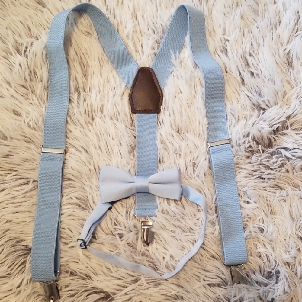 Baby blue suspenders and bowtie Child's size